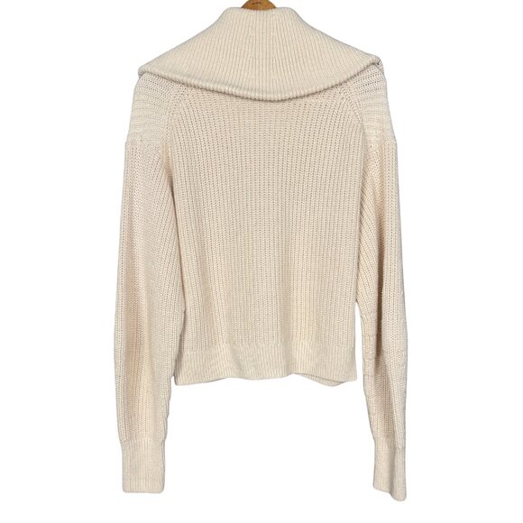 Everlane Organic Cotton Full Zip Sweater Womenβs Size Large Ribbed Knit Cropped - Picture 10 of 12